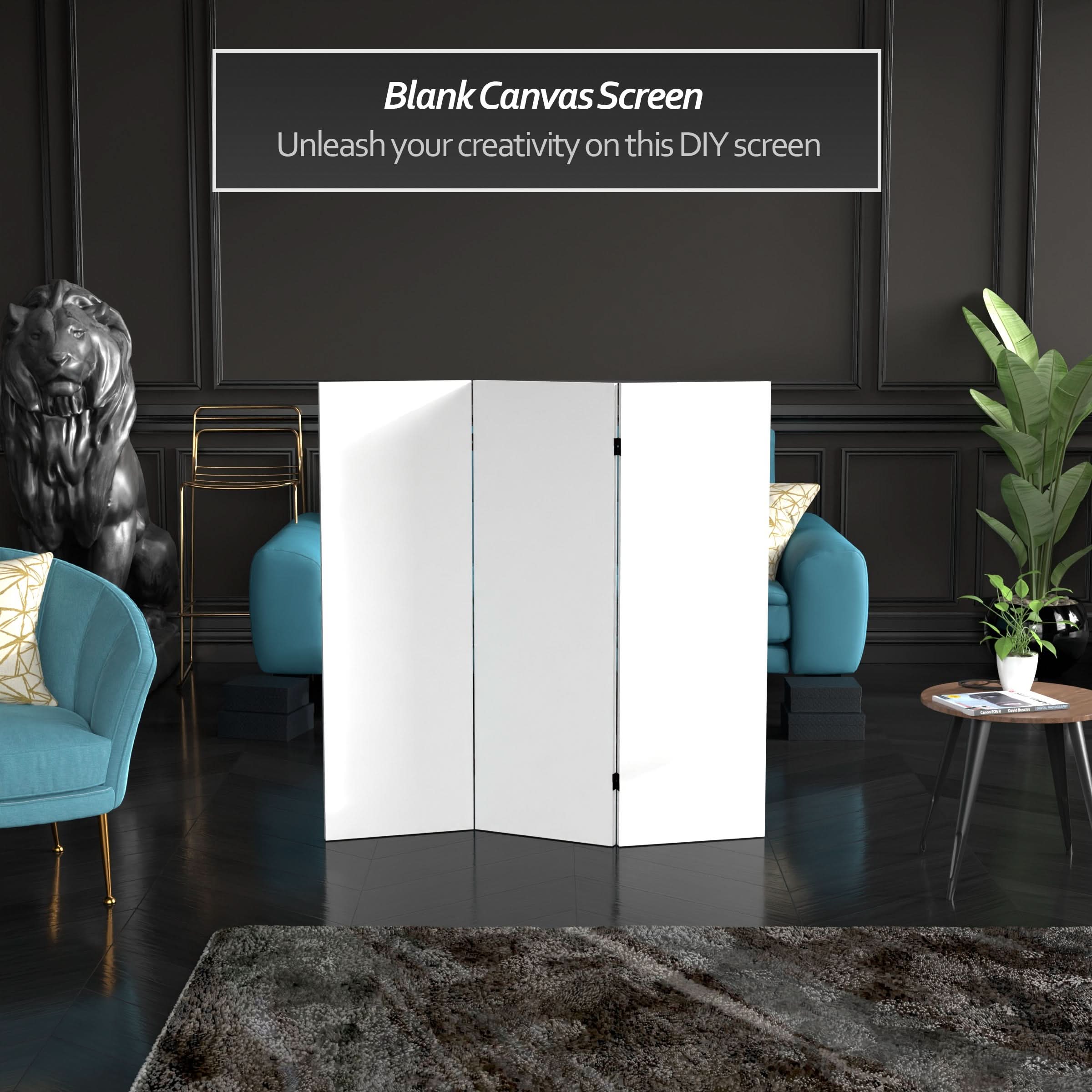 Do It Yourself Short 4 ft. Canvas Folding Screen