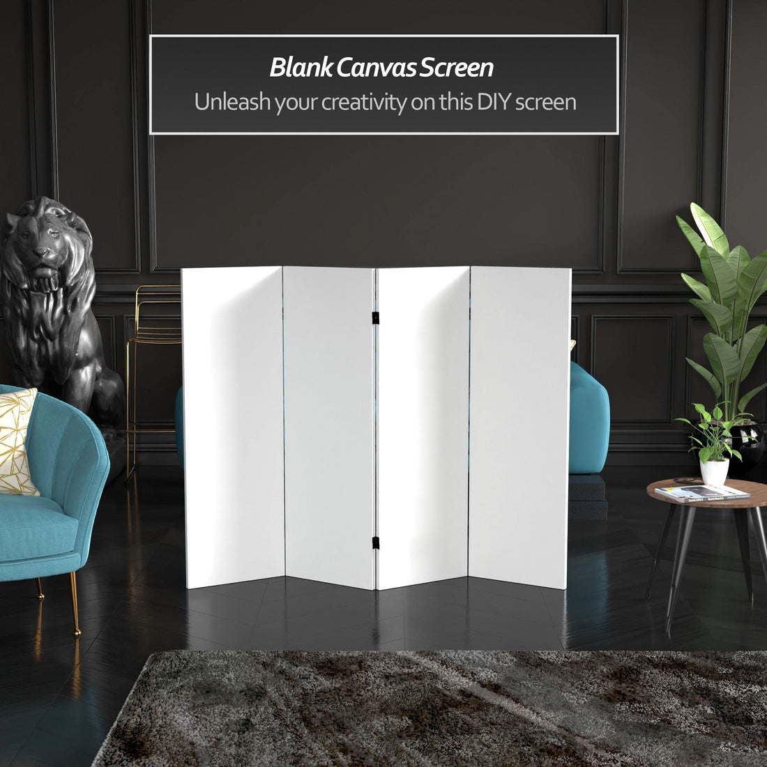 Do It Yourself Short 4 ft. Canvas Folding Screen