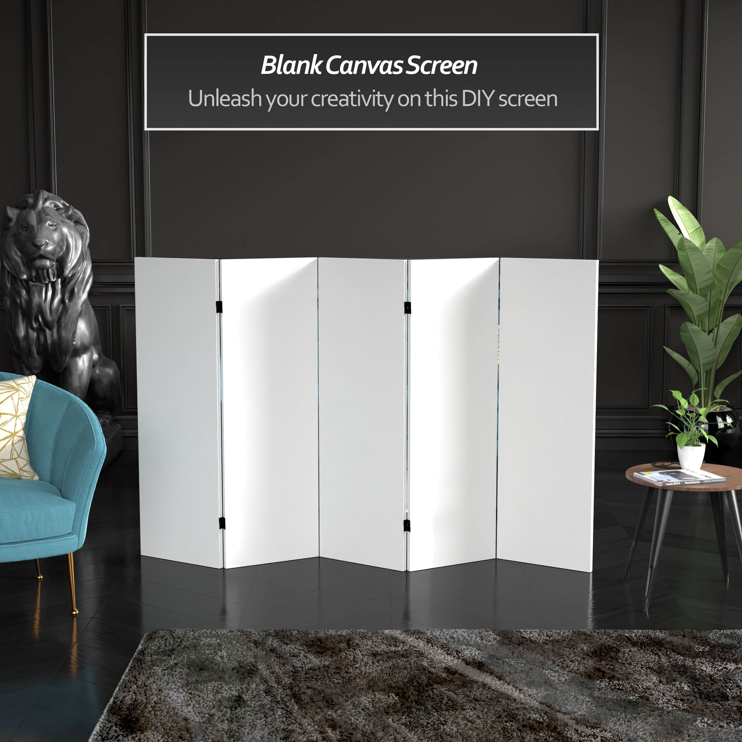 Do It Yourself Short 4 ft. Canvas Folding Screen