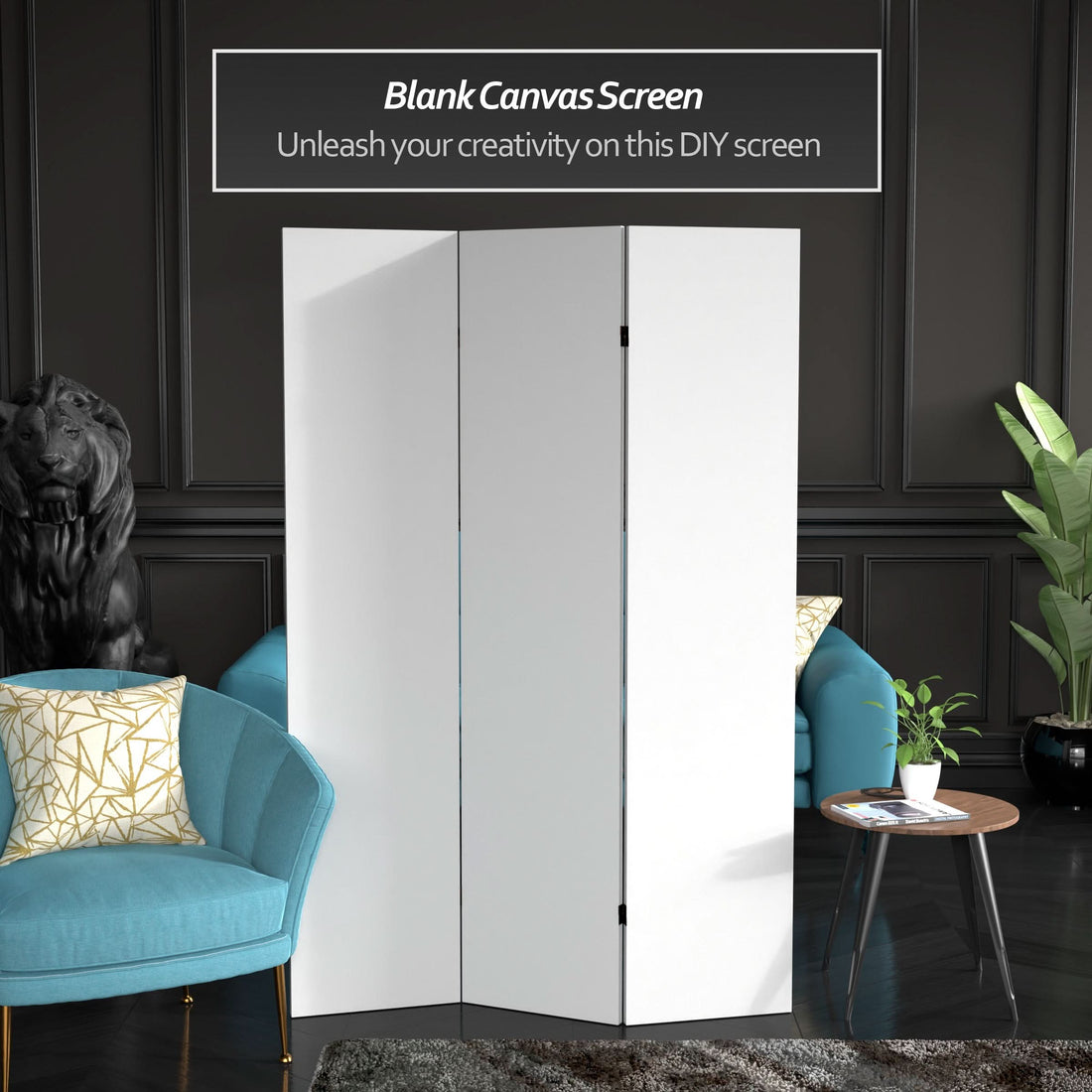 Do It Yourself Tall 6 ft. Canvas Folding Screen