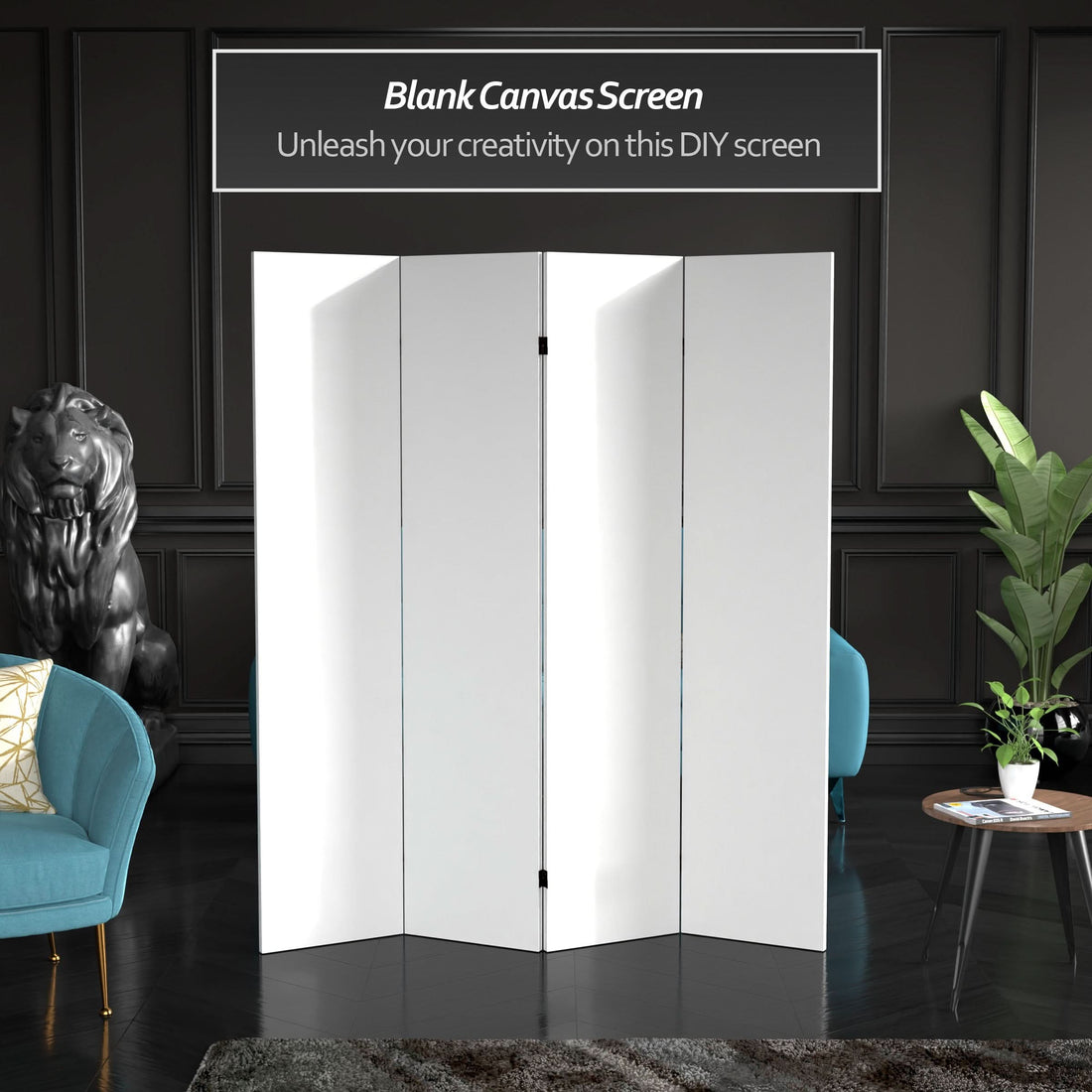 Do It Yourself Tall 6 ft. Canvas Folding Screen