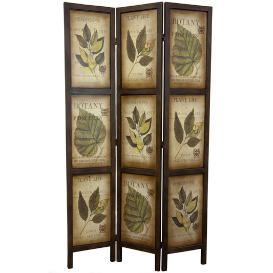 6 ft. Double Sided Botanic Printed Wood Room Divider