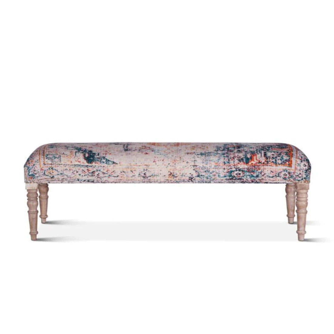 Algiers Turquoise Print Upholstered Bench