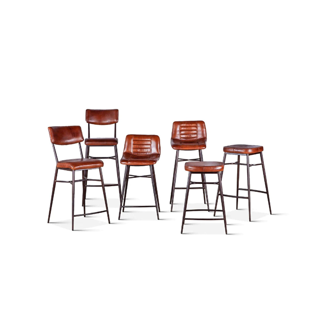 Hudson Backless Leather Counter Stool