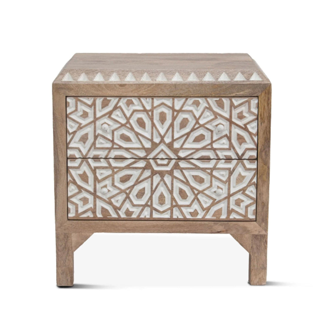 Haveli Geometric Carved Night Chest