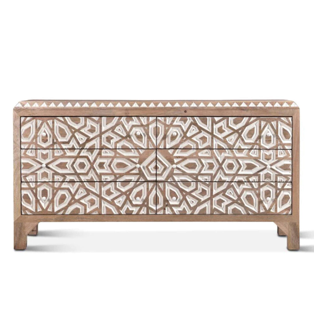 Haveli Geometric Carved Dresser