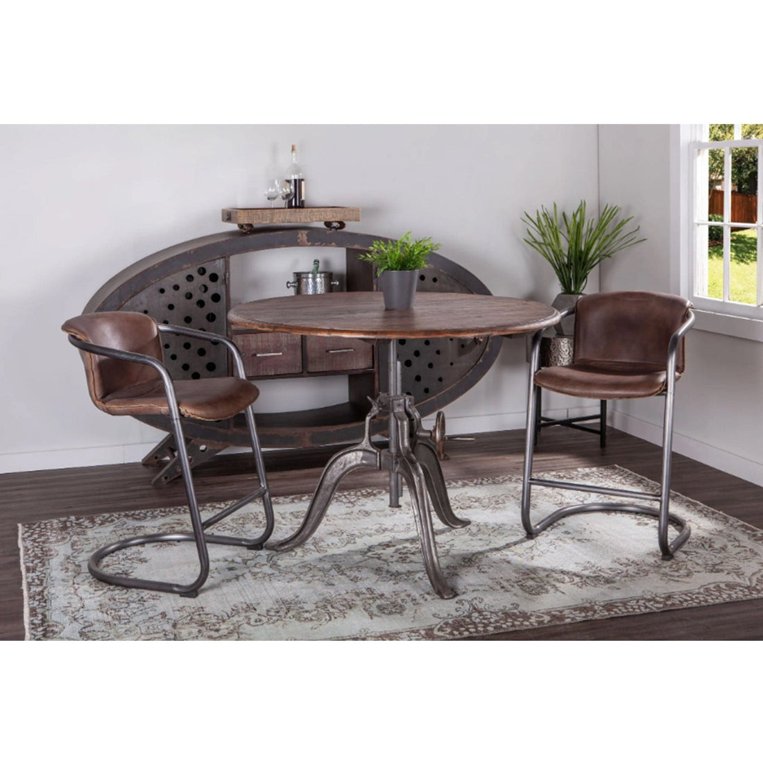 Artezia Round Dining Table with Adjustable Crank