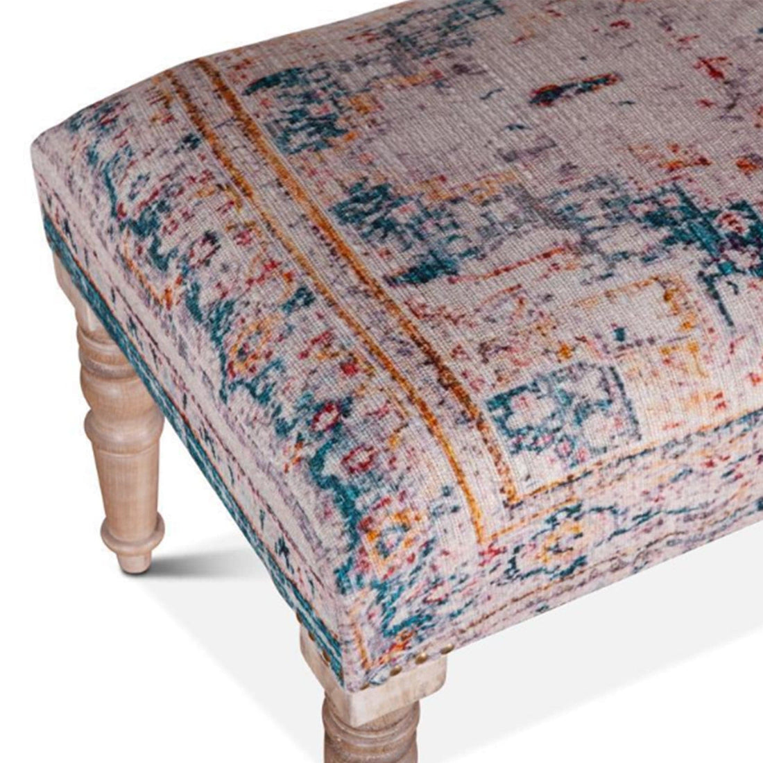 Algiers Turquoise Print Upholstered Bench