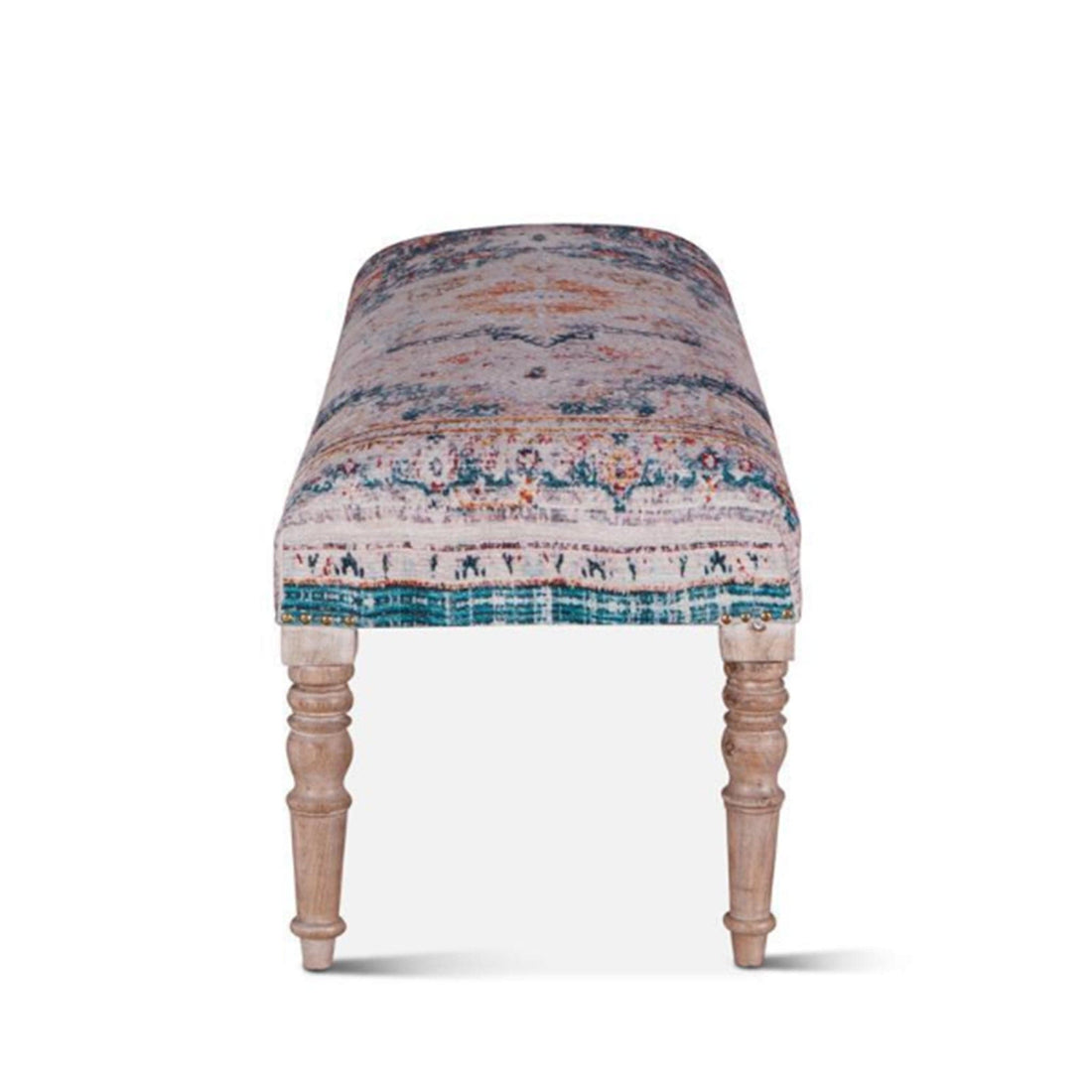 Algiers Turquoise Print Upholstered Bench