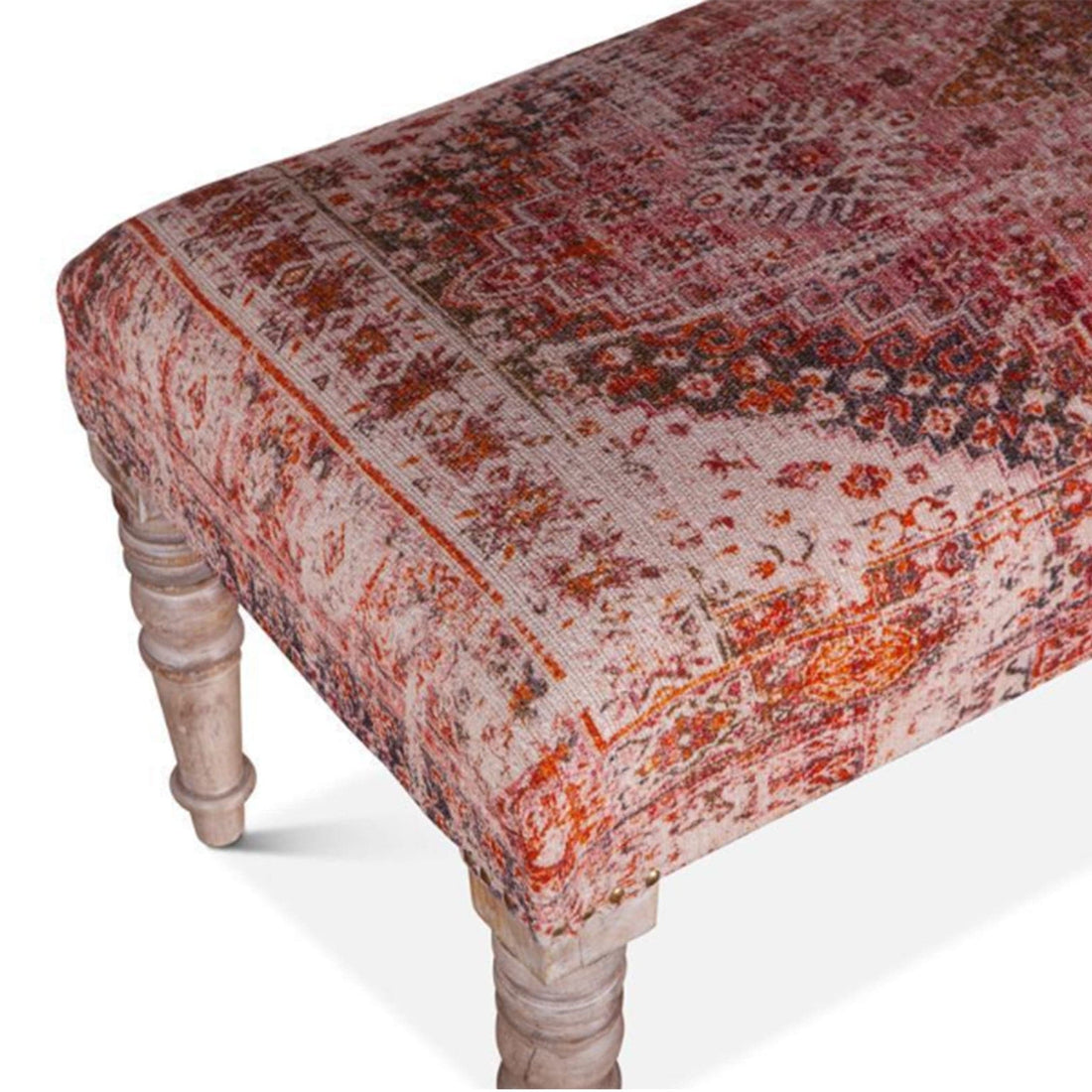 Algiers Tihiri Red Print Upholstered Bench