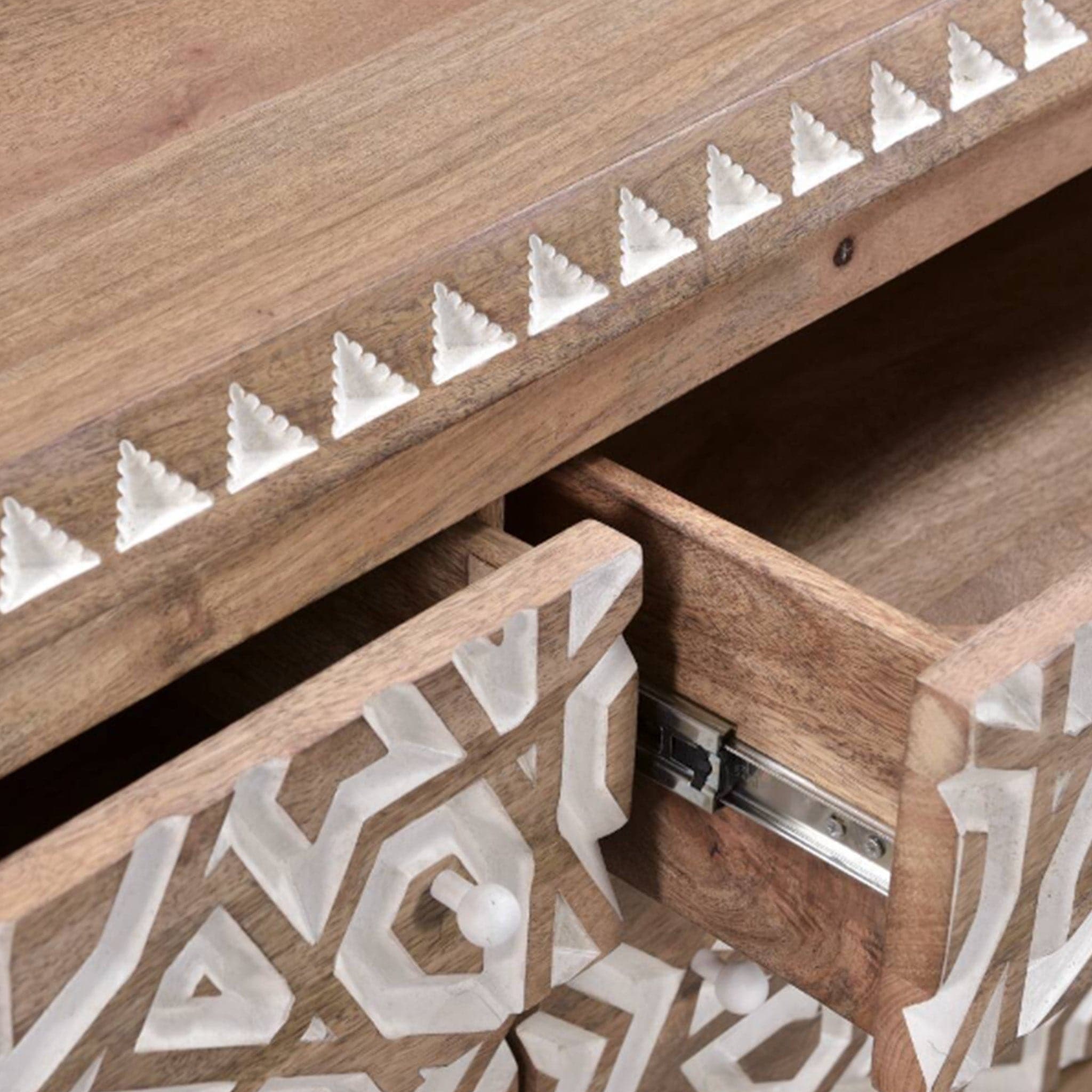 Haveli Dresser 61in Carved, Natural White Haveli Dresser 61in Carved, Natural White