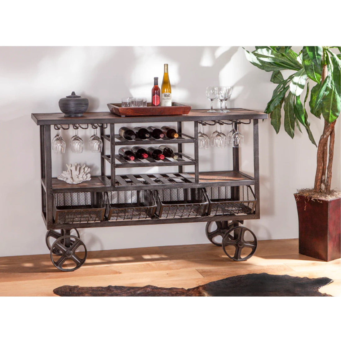 Paxton Bar Cart with Wheels