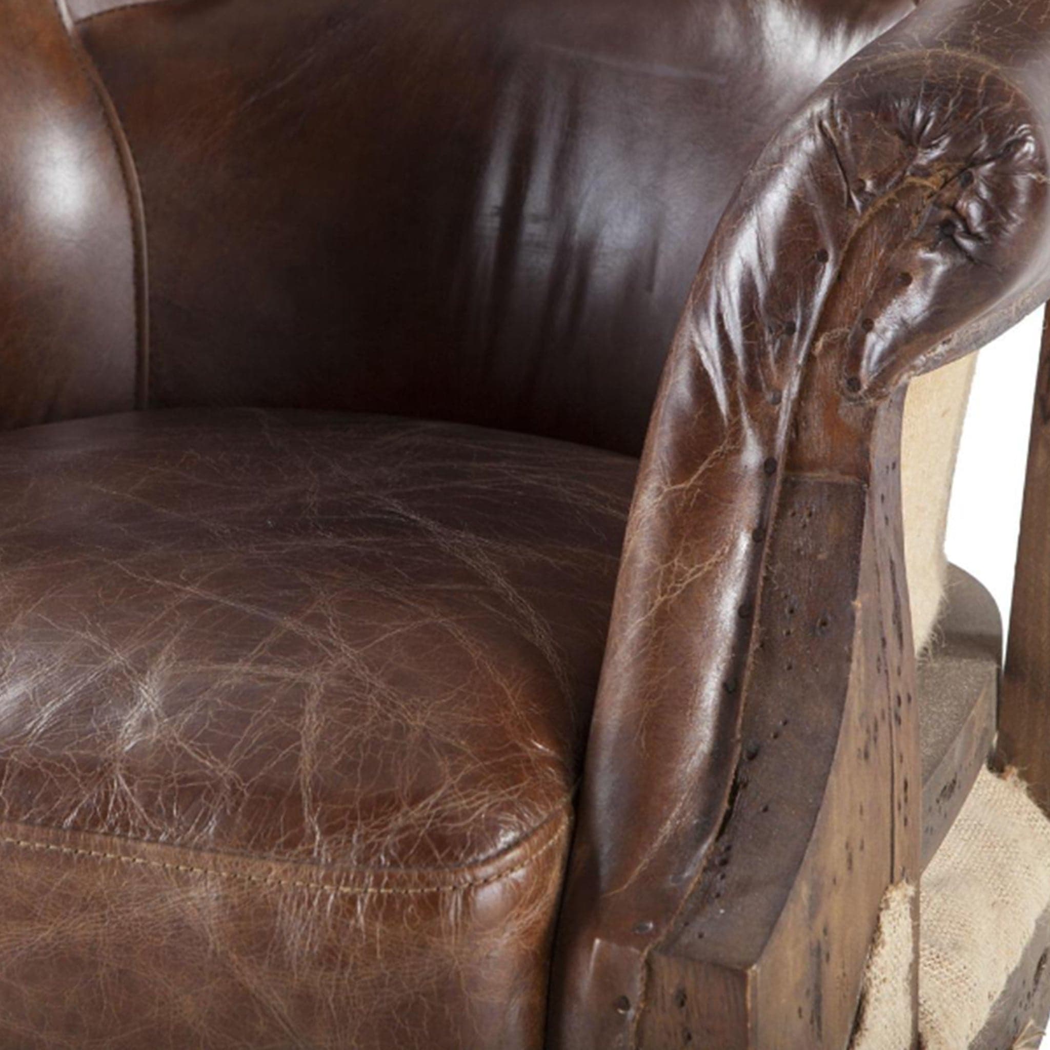 Charles Leather Rolled Armchair