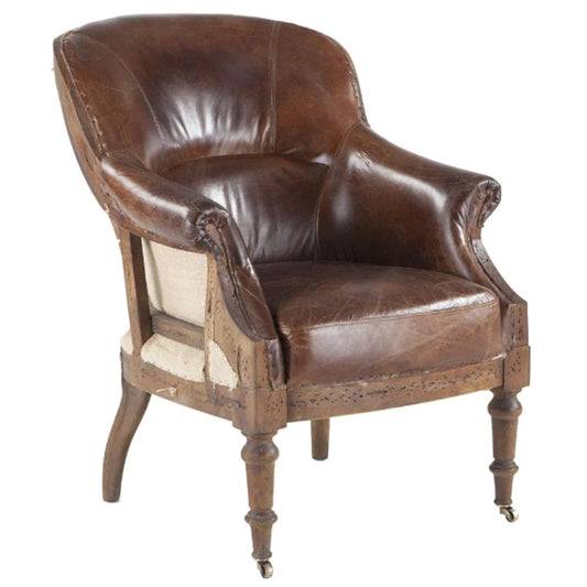 Charles Leather Rolled Armchair