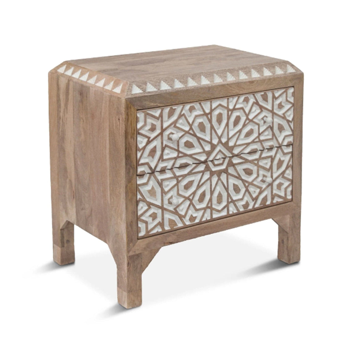 Haveli Geometric Carved Night Chest