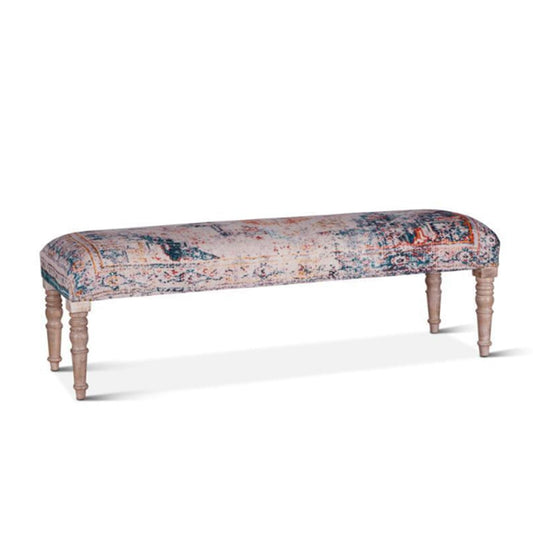 Algiers Turquoise Print Upholstered Bench