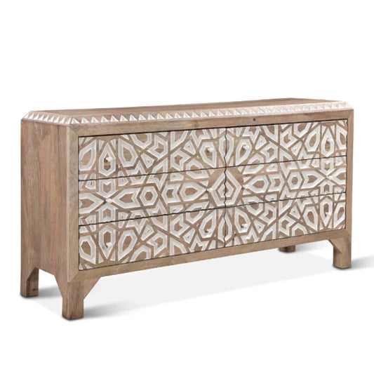Haveli Geometric Carved Dresser