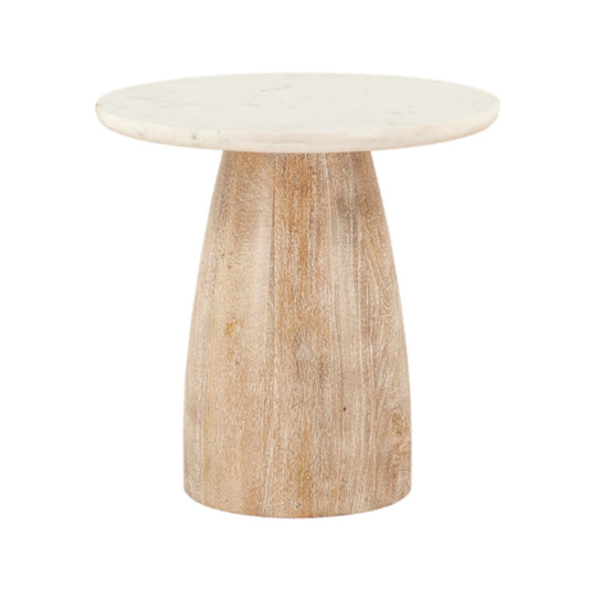 Palm Desert White Marble Round Side Table
