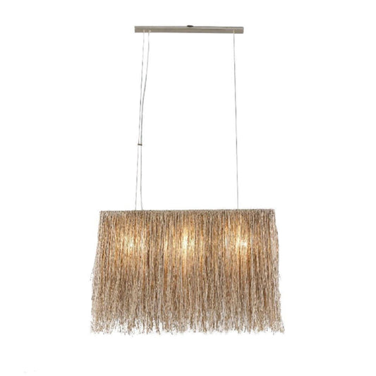 Bali Boho Rectangle Jute Hanging Pendant Light