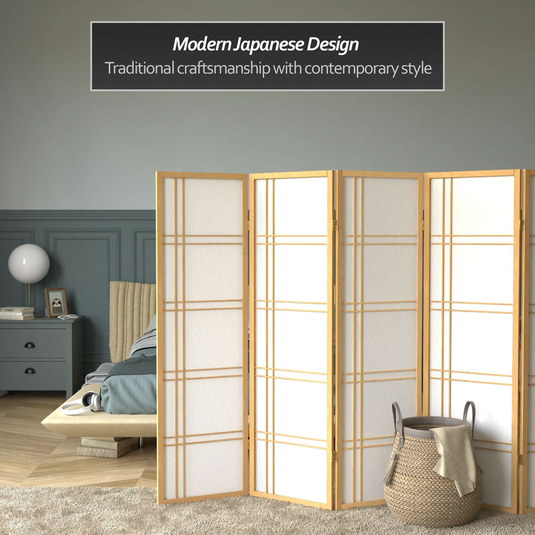 5 ft. Tall Double Cross Shoji Screen