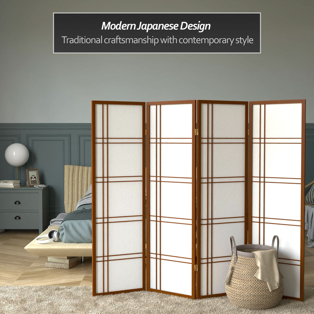 5 ft. Tall Double Cross Shoji Screen