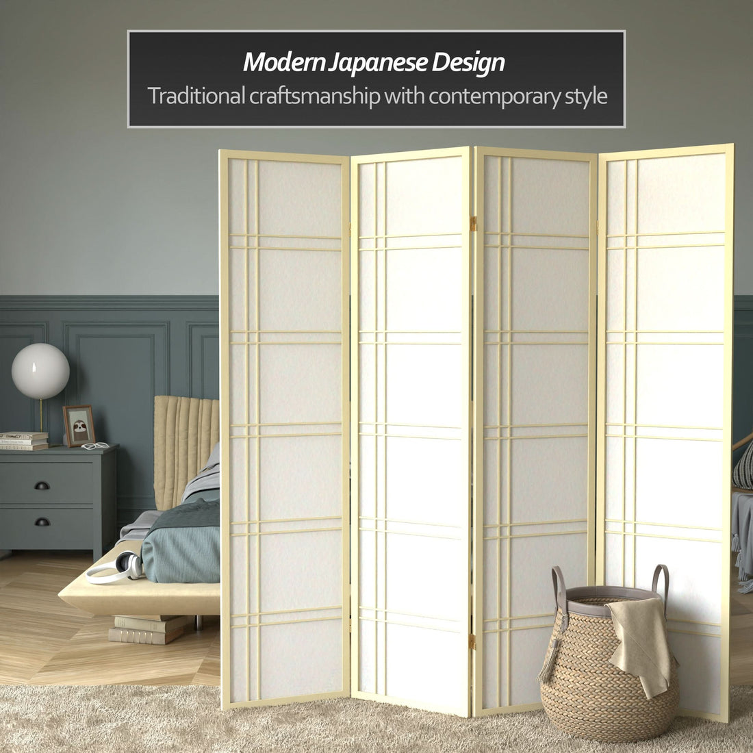 6 ft. Tall Double Cross Shoji Screen