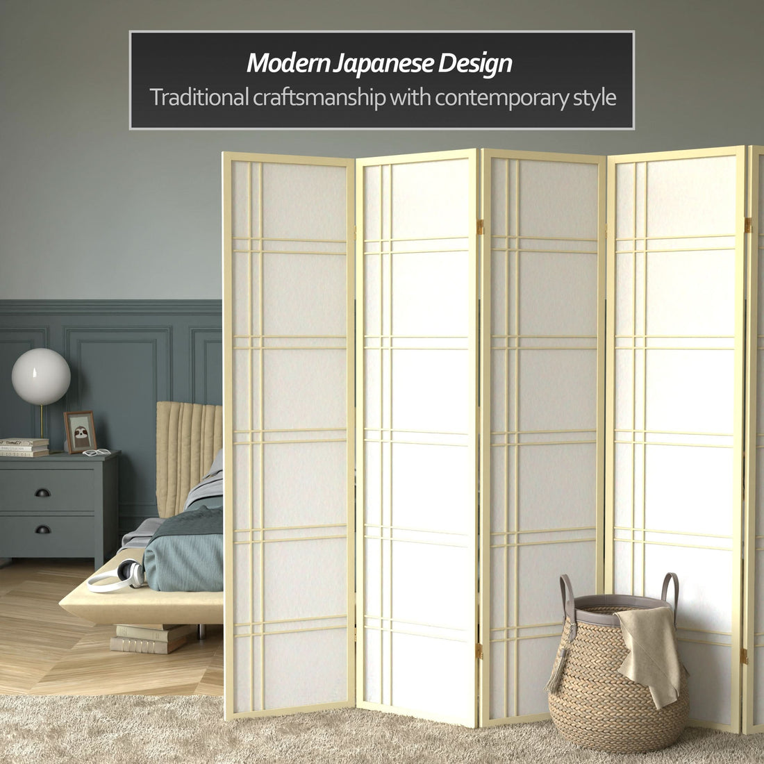 6 ft. Tall Double Cross Shoji Screen