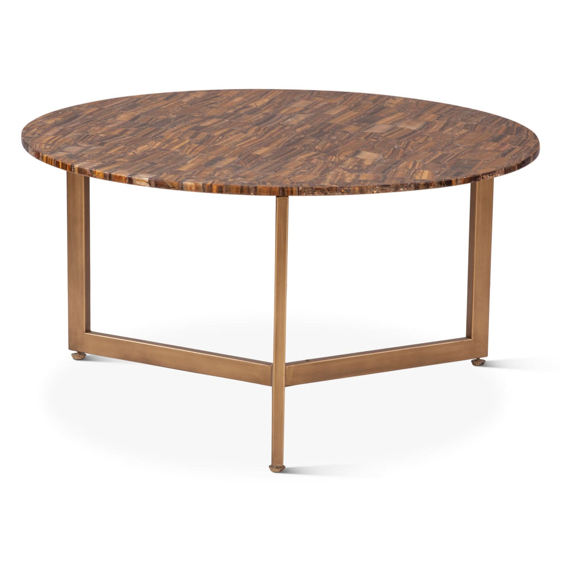 Mumbai 36" Modern Coffee Table in Tiger Eye Stone - Home Trends & Design