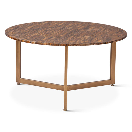 Mumbai 36" Modern Coffee Table in Tiger Eye Stone - Home Trends & Design