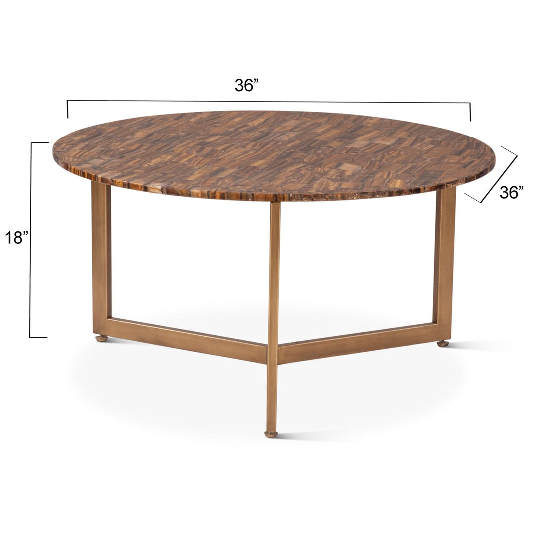 Mumbai 36" Modern Coffee Table in Tiger Eye Stone - Home Trends & Design