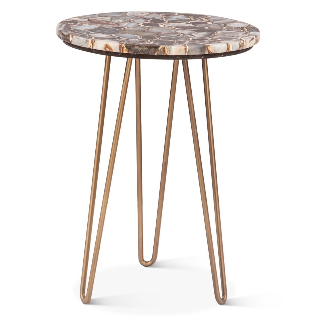 Mumbai Modern Stone and Iron Side Table - Home Trends & Design