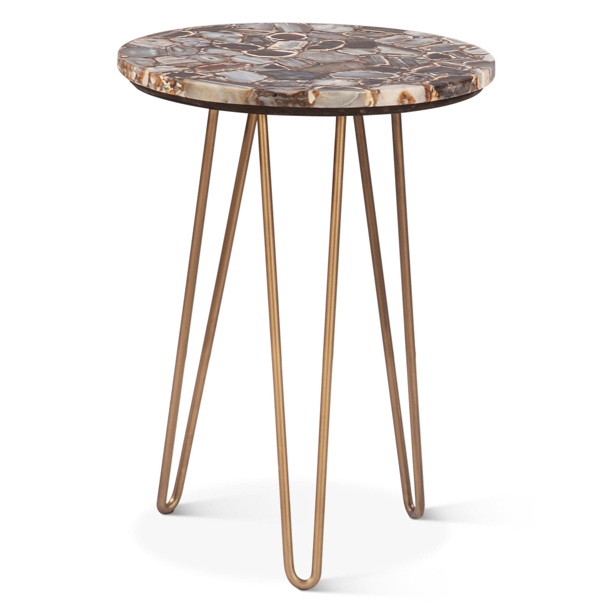 Mumbai Modern Stone and Iron Side Table - Home Trends & Design