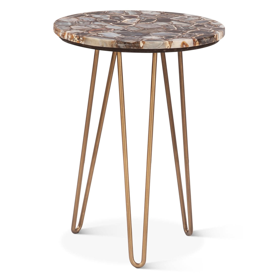 Mumbai Modern Stone and Iron Side Table - Home Trends & Design