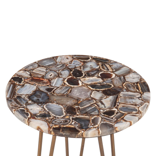  Mumbai Modern Stone and Iron Side Table - Home Trends & Design 