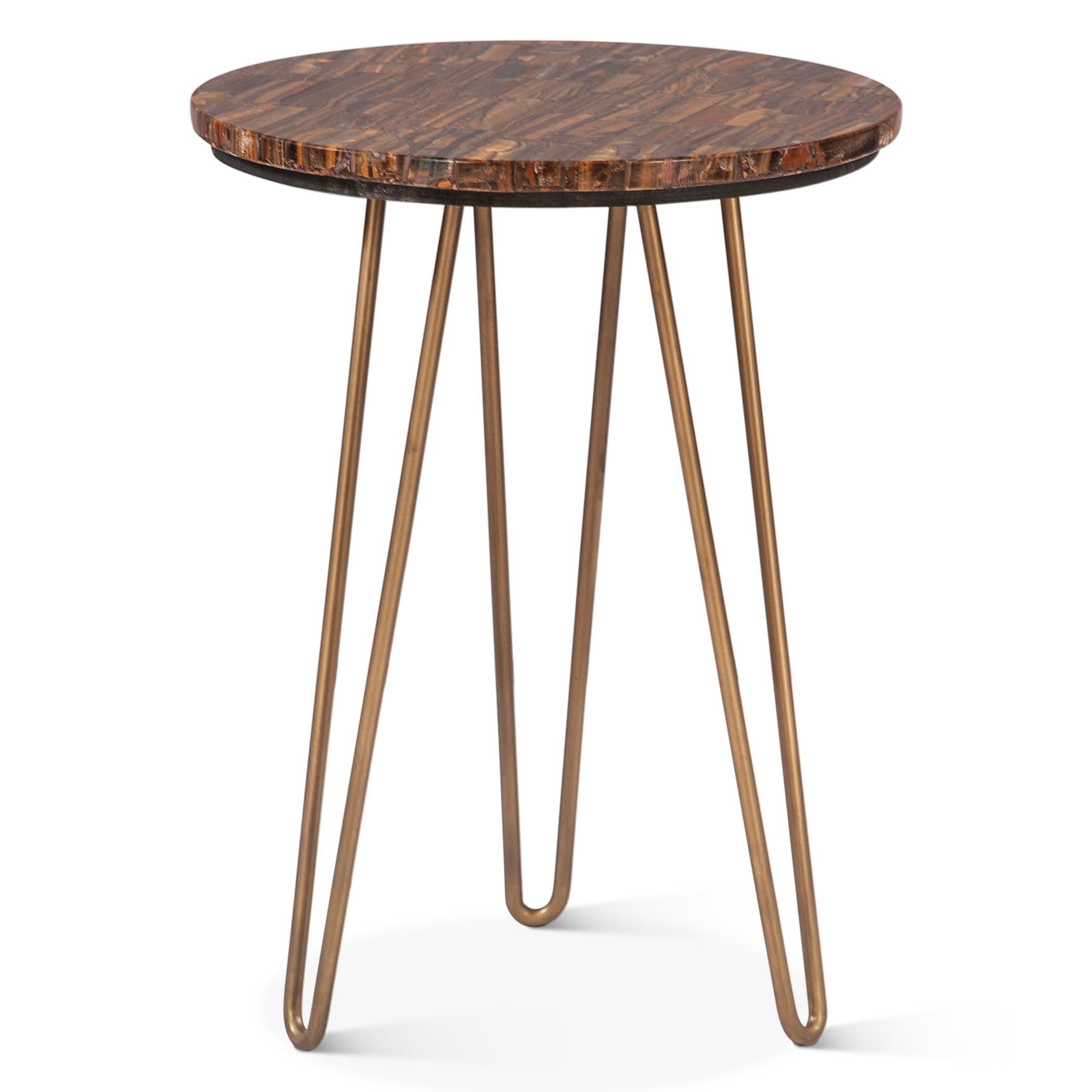 Mumbai Modern Side Table in Tiger Eye Stone - Home Trends & Design