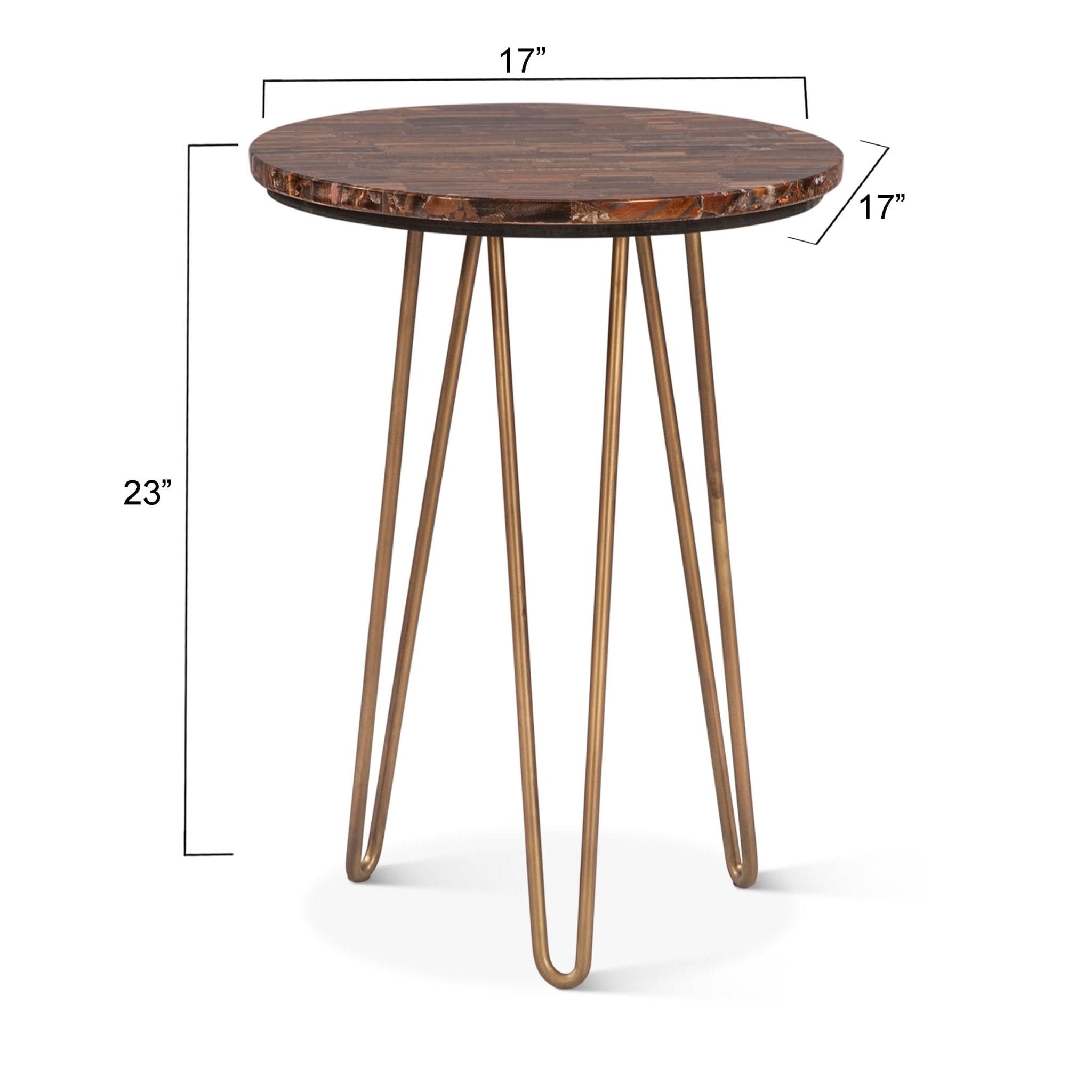 Mumbai Modern Side Table in Tiger Eye Stone - Home Trends & Design