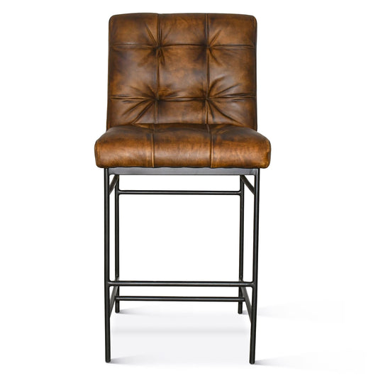  Brisbane 19" Stockton Leather Counter Chair in Antique Whiskey - Home Trends & Design 