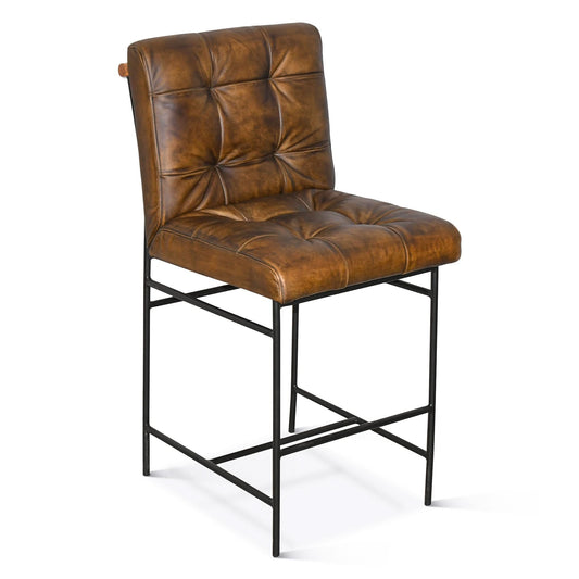Brisbane 19" Stockton Leather Counter Chair in Antique Whiskey - Home Trends & Design