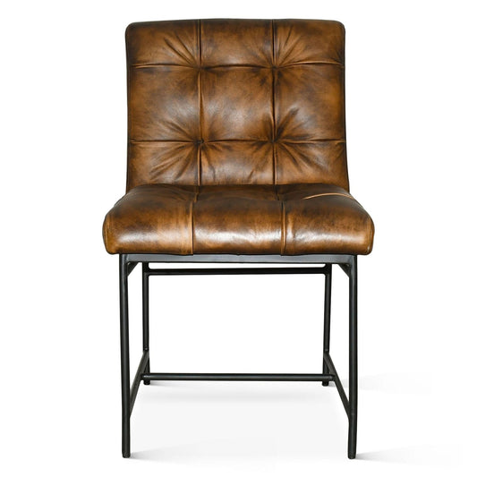  Brisbane 19" Stockton Leather Dining Chair in Antique Whiskey - Home Trends & Design 