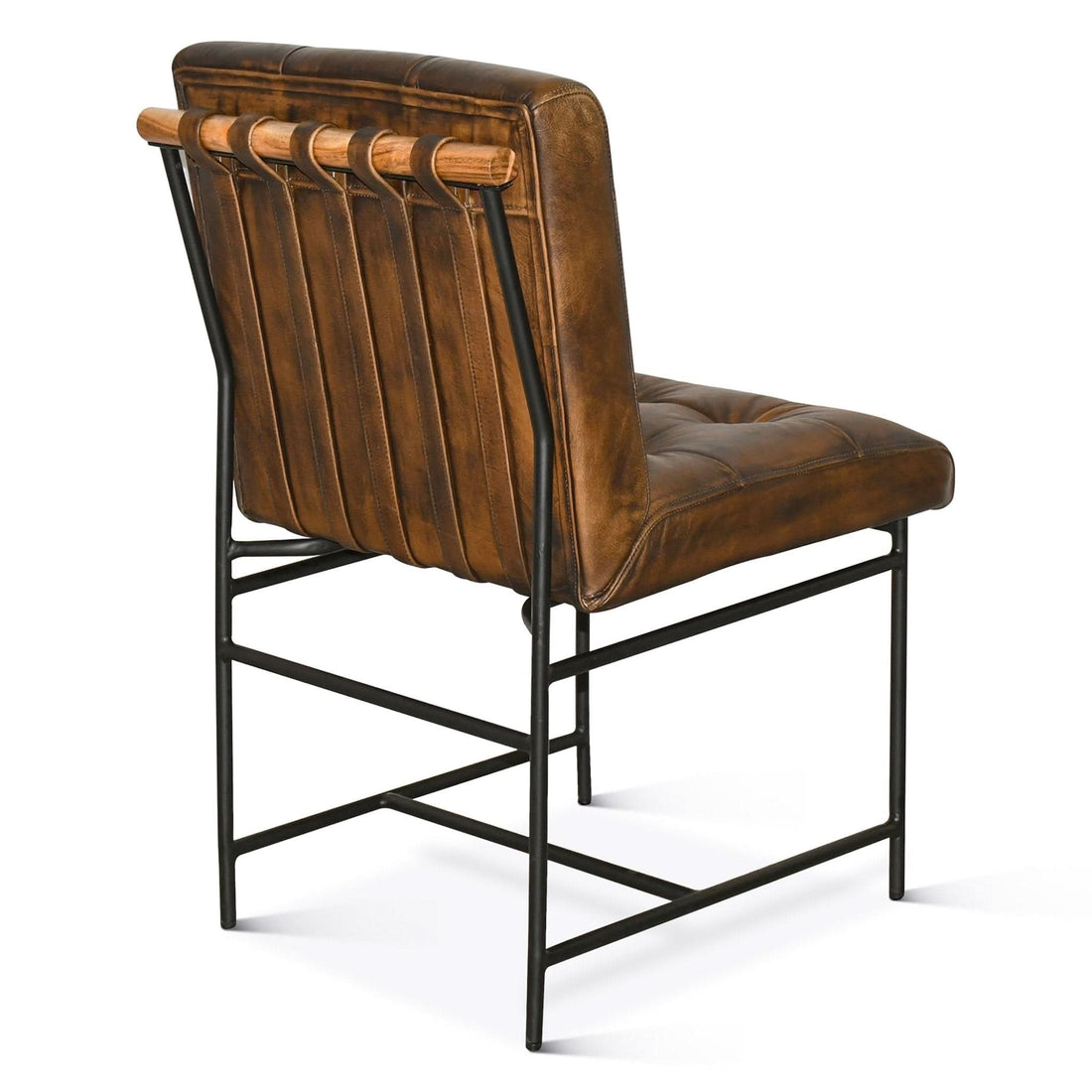 Brisbane 19" Stockton Leather Dining Chair in Antique Whiskey - Home Trends & Design