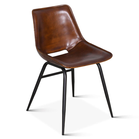 Brisbane Modern Open Back Hand Washed Leather Dining Chair - Home Trends & Design