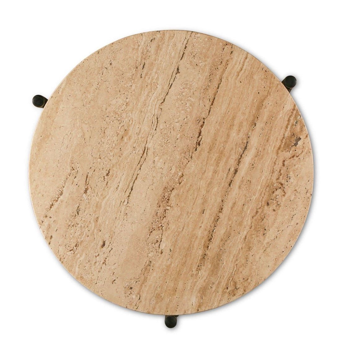 Charleston Iron and Travertine Stone Round Side Table - Home Trends & Design