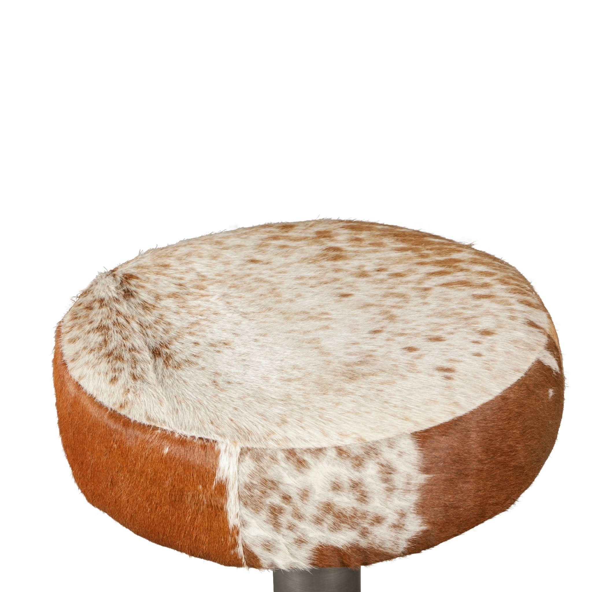 Melbourne Brown Cowhide Leather and Iron Bar Stool - Home Trends & Design