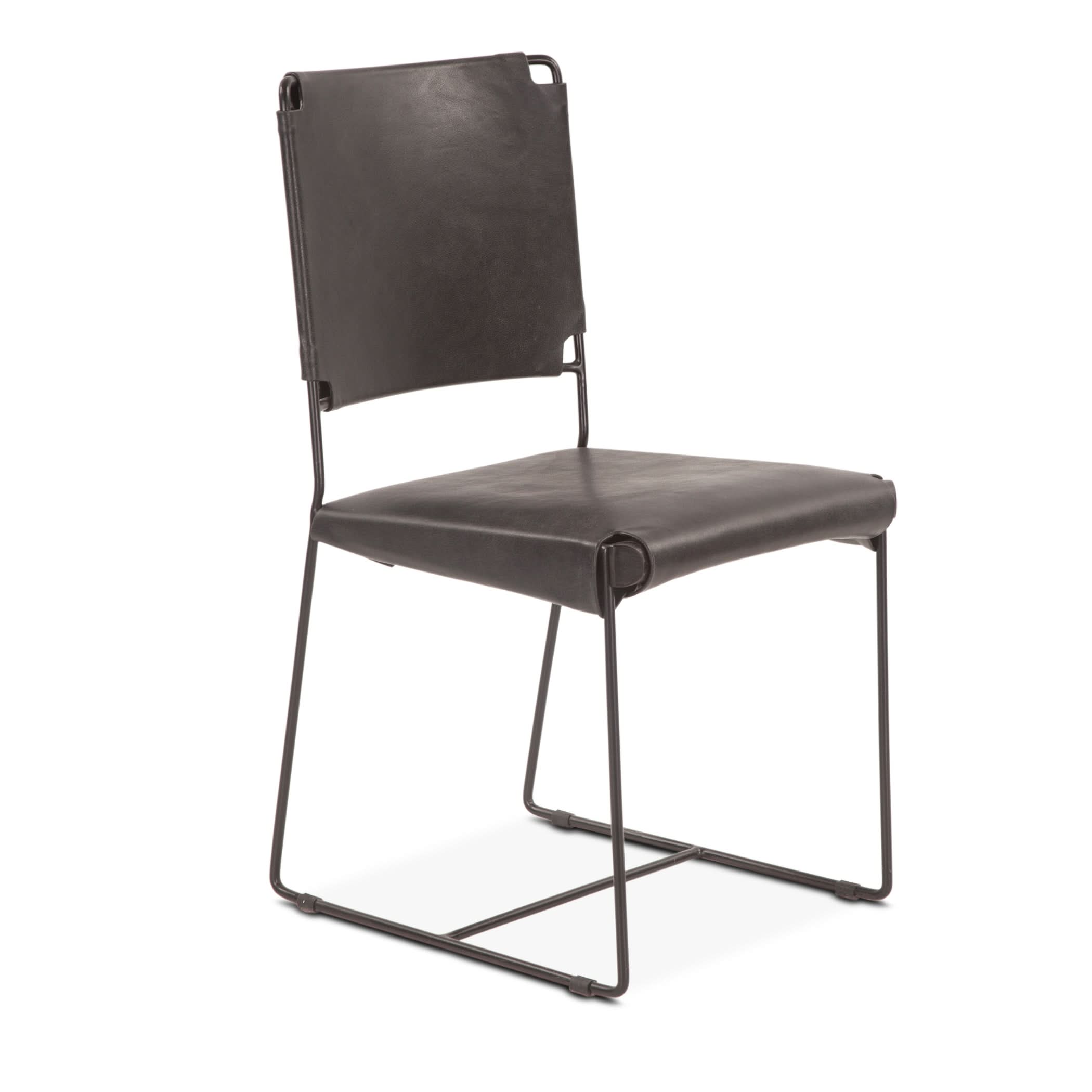 Melbourne Black Leather and Iron Dining Chair - Home Trends & Design
