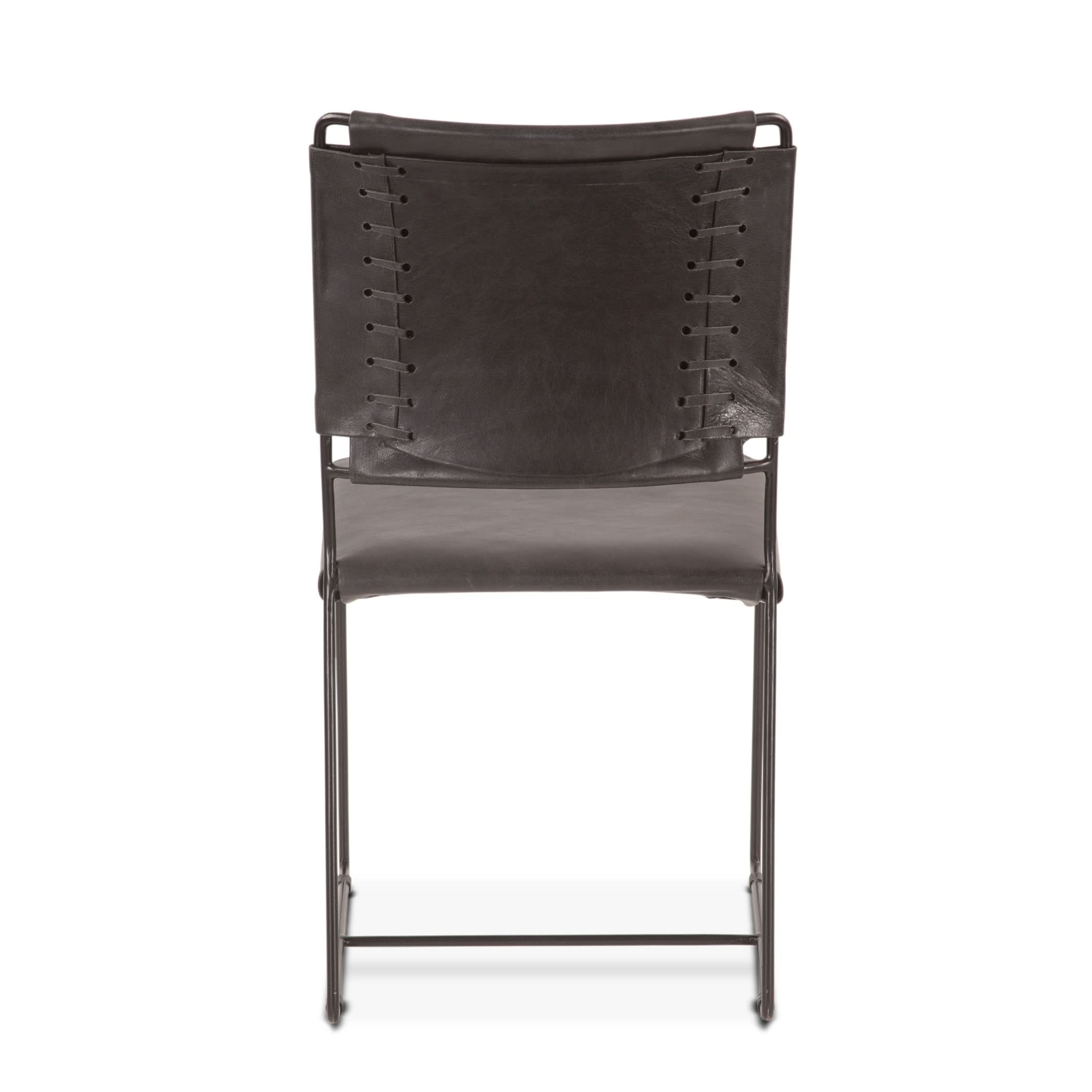 Melbourne Black Leather and Iron Dining Chair - Home Trends & Design