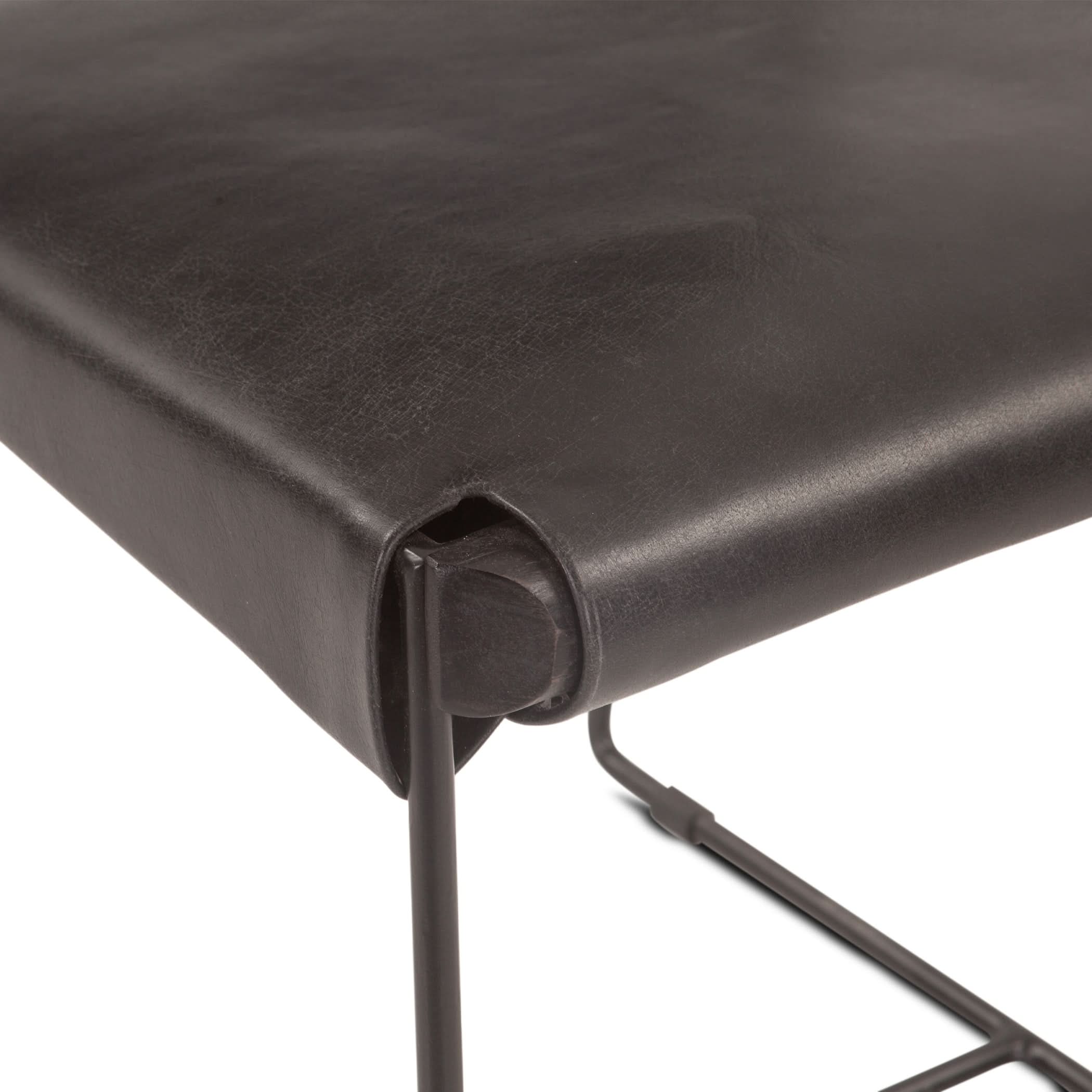 Melbourne Black Leather and Iron Dining Chair - Home Trends & Design