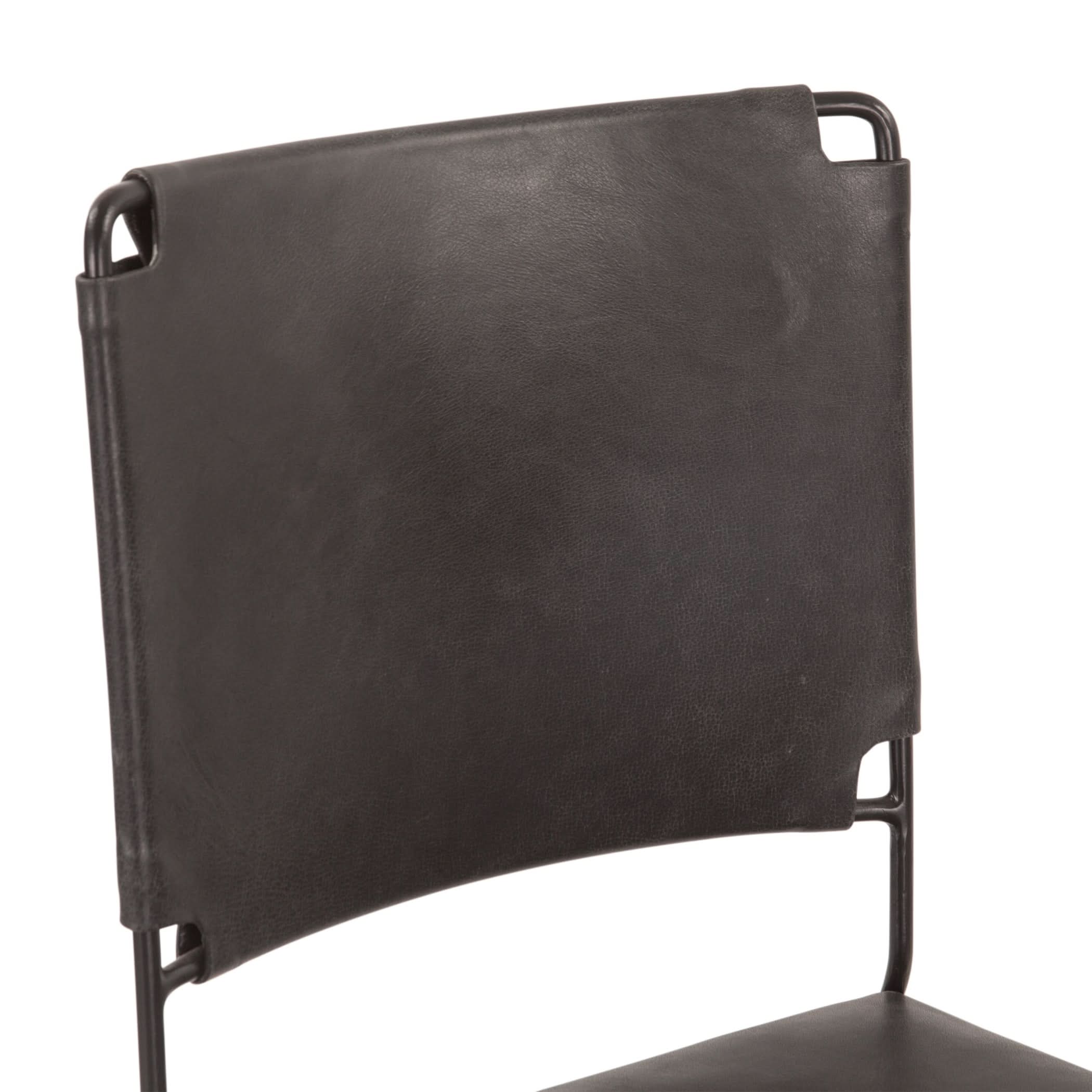 Melbourne Black Leather and Iron Dining Chair - Home Trends & Design