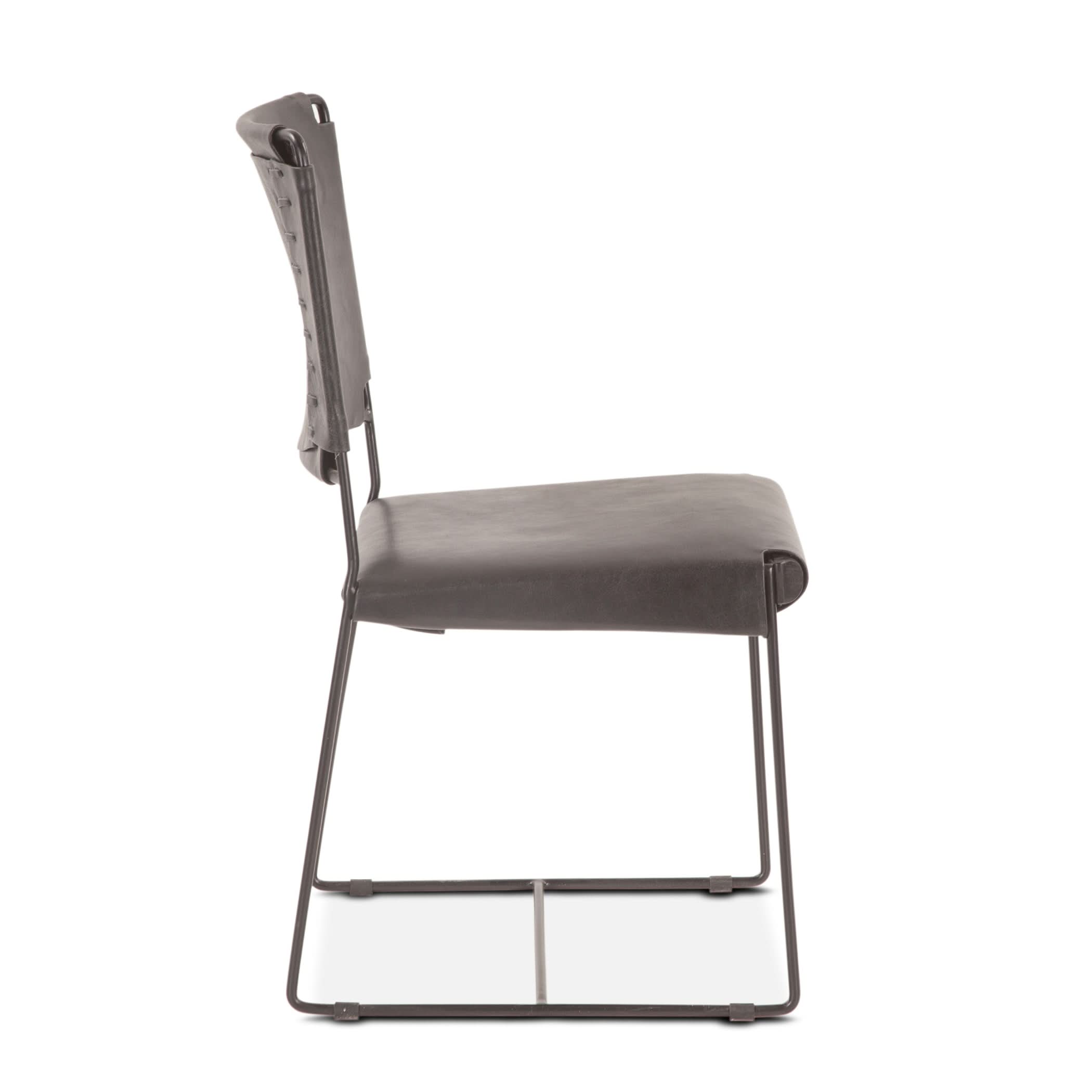 Melbourne Black Leather and Iron Dining Chair - Home Trends & Design