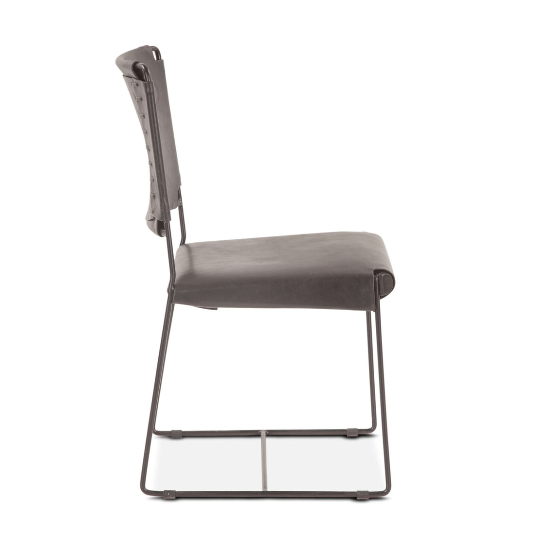 Melbourne Black Leather and Iron Dining Chair - Home Trends & Design