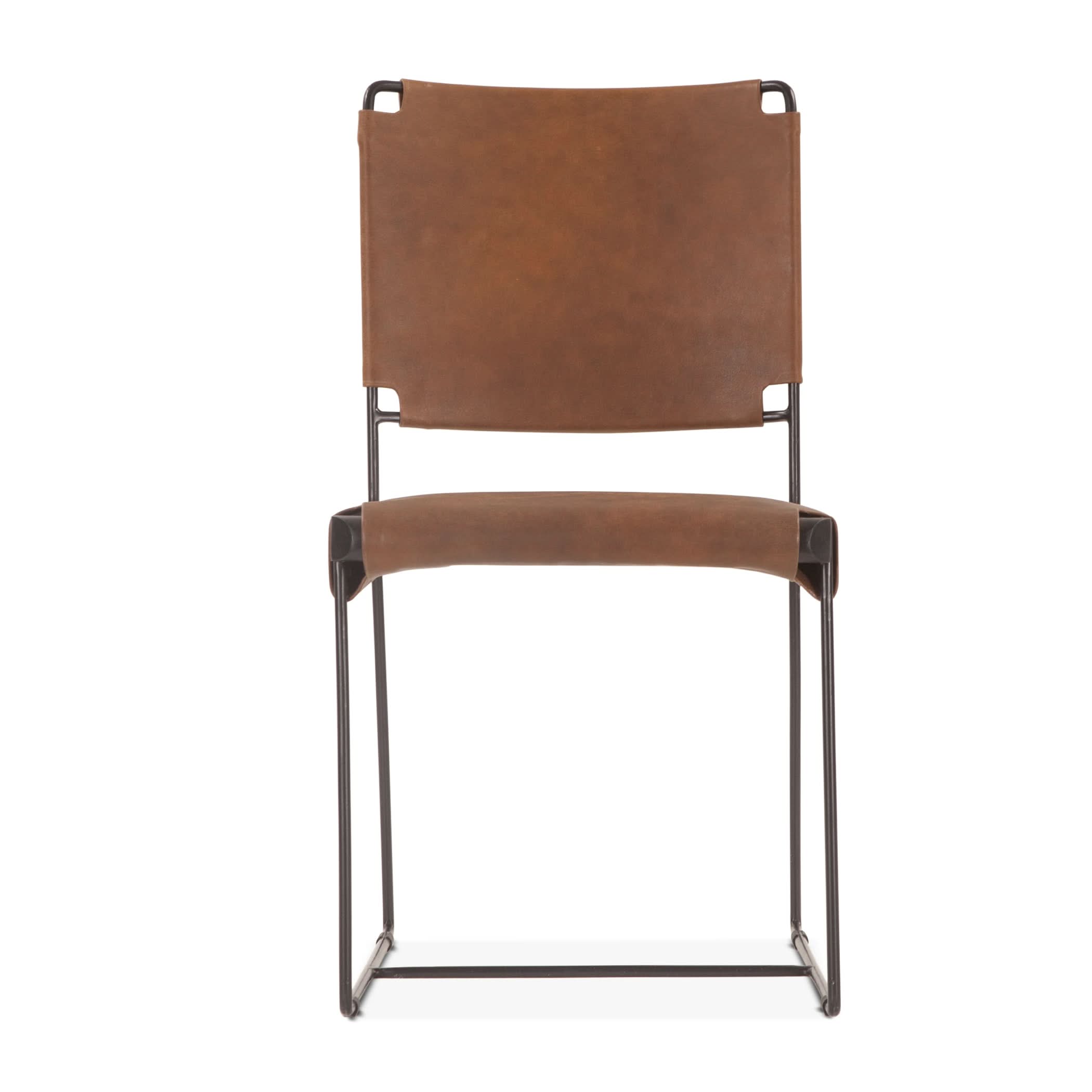 Melbourne Brown Leather and Iron Dining Chair - Home Trends & Design